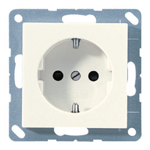 Розетка JUNG ECO PROFI, скрытый монтаж, с заземлением, со шторками, бежевый