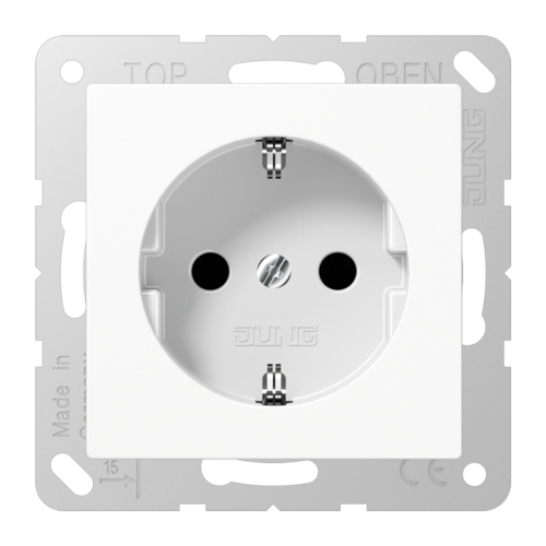 Розетка JUNG A 500, скрытый монтаж, с заземлением, белый
