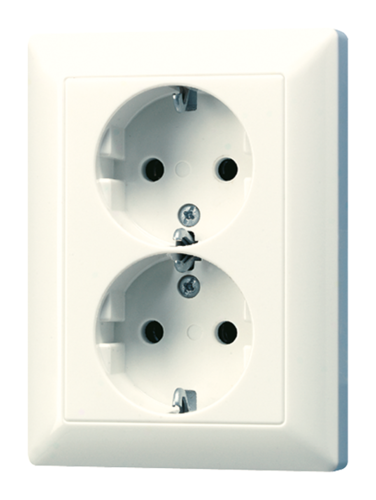 Розетка двухместная JUNG AS 500, скрытый монтаж, с заземлением, бежевый