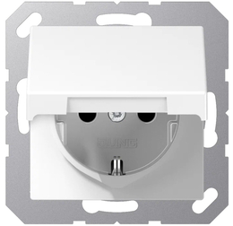 Розетка SCHUKO® с крышкой; термопласт; матовый белый